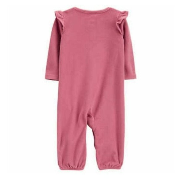 NEW Infant Sz 6M Carter's Baby Girls 2-Pack Pink Jumpsuits Plaid Heart Ruffles - Picture 4 of 8